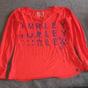 Hurley Womans medium Long Sleeve Tshirt  Orange Co